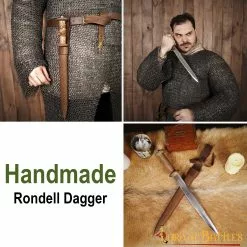 Daga Medieval Rondell Con Vaina De Cuero Auténtico -Armadura Ventas 25565 pattern2