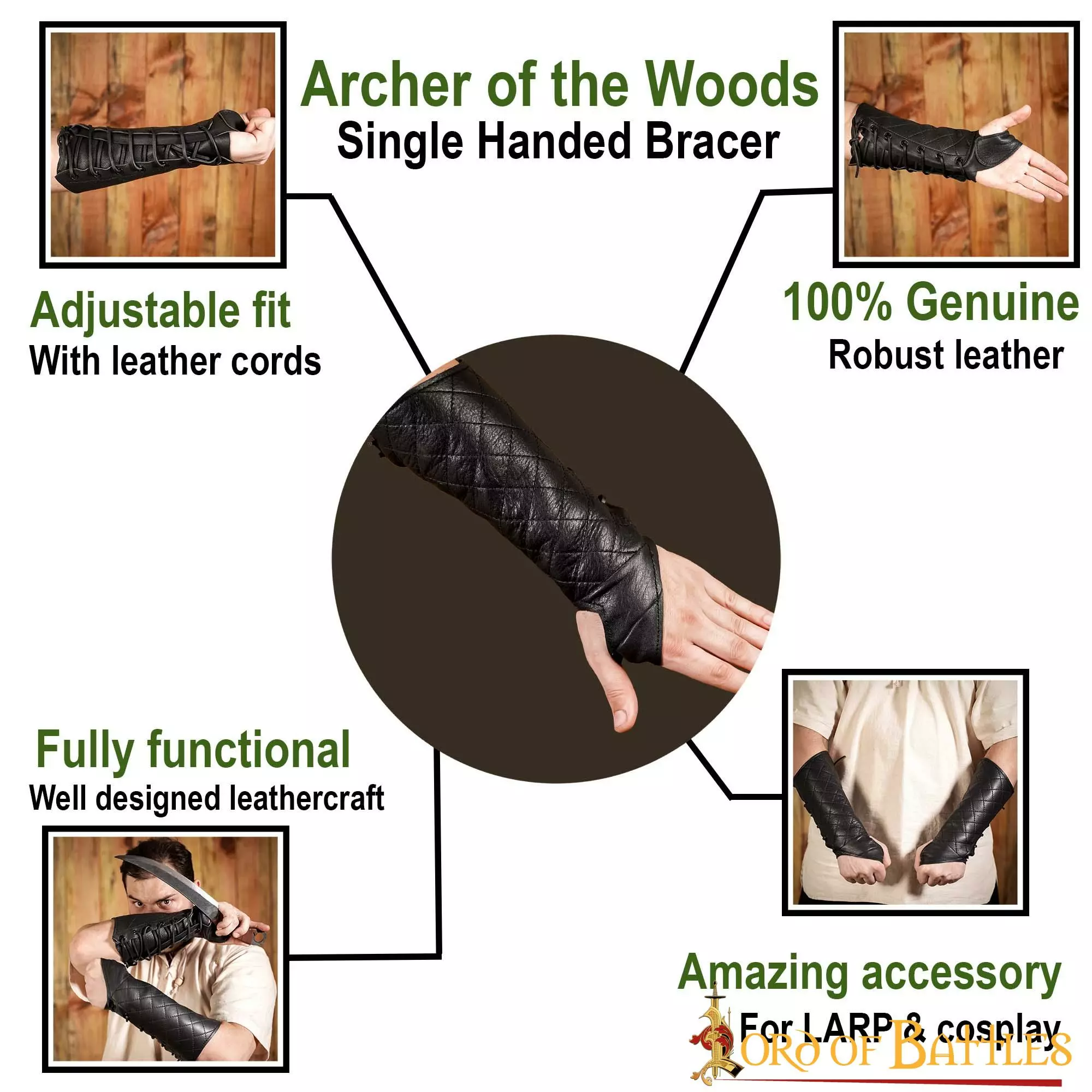 Brazaletes De Cuero Auténtico Para Una Mano Protección Funcional Para El Brazo 6 Brazaletes De Cuero Auténtico Para Una Mano Protección Funcional Para El Brazo - Imagen 4