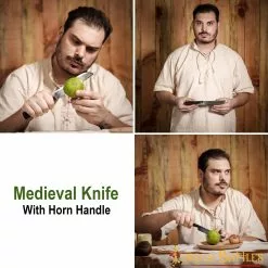 Cuchillo Medieval De Acero Inoxidable Con Mango De Cuerno Auténtico -Armadura Ventas 25646 pattern 2