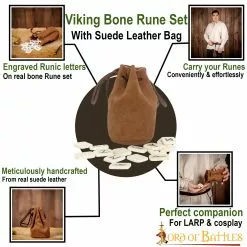 Juego De Runas De Hueso Para Juegos Con Bolsa De Gamuza Auténtica Con Cordón -Armadura Ventas 25654 pattern1