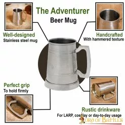 The Adventurer Taza De Cerveza De Acero Inoxidable Con Textura Martillada -Armadura Ventas 25659 pattern1