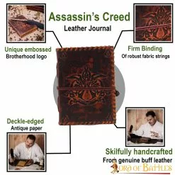 Diario Para El Credo De Asesino Notas De Diario De Cuero Auténtico Hecho A Mano -Armadura Ventas 25803 pattern 1