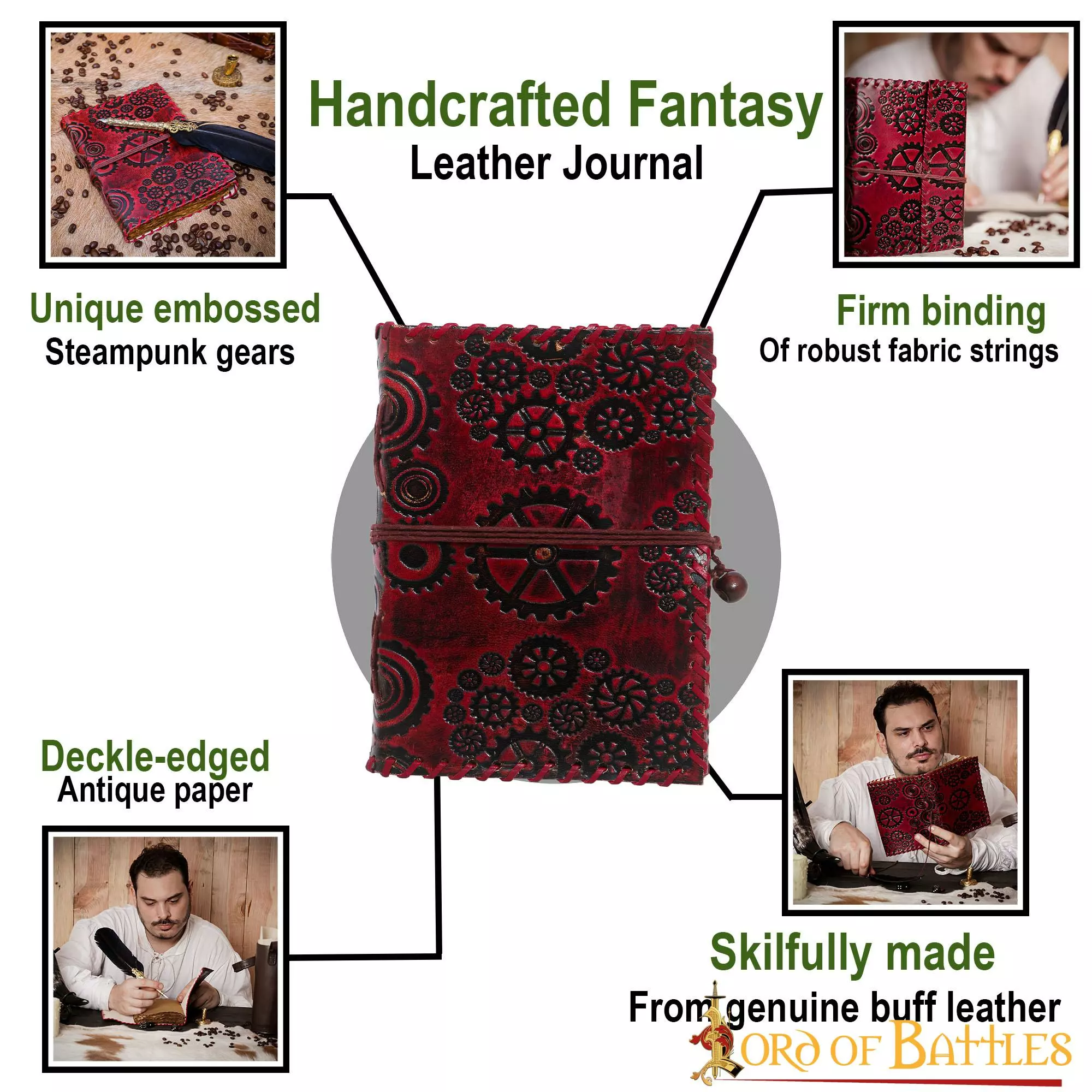 Steampunk Journal Diario De Notas Hecho A Mano En Piel Auténtica 6 Steampunk Journal Diario De Notas Hecho A Mano En Piel Auténtica - Imagen 4