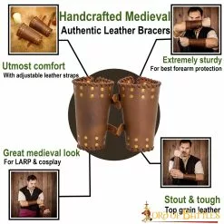 Brazales Medievales De Cuero Auténtico Con Tachuelas Hechos A Mano 11 Brazales Medievales De Cuero Auténtico Con Tachuelas Hechos A Mano -Armadura Ventas 25815CBR pattern1