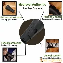 Brazales Medievales De Cuero Auténtico Con Lazo Para Cuchillos -Armadura Ventas 25816BK pattern1