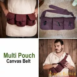 Cinturón Medieval De Lona De Algodón Con Triple Bolsa 13 Cinturón Medieval De Lona De Algodón Con Triple Bolsa -Armadura Ventas 25831 3pouch pattern 2