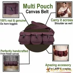 Cinturón Medieval De Lona De Algodón Con Triple Bolsa 12 Cinturón Medieval De Lona De Algodón Con Triple Bolsa -Armadura Ventas 25831 3pouch pattern1