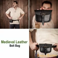 Riñonera De Cuero Hecha A Mano Con Hebilla Celta De Latón Antiguo -Armadura Ventas 25838BK pattern 2