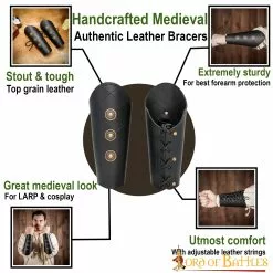 Brazales Medievales De Cuero Auténtico Hechos A Mano -Armadura Ventas 25849BK pattern1 1