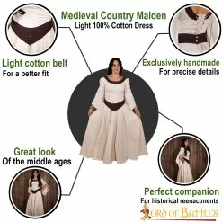 Vestido Medieval De Algodón Ligero Para Doncella De Campo -Armadura Ventas 25858 pattern1 1 1