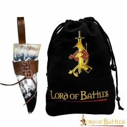 Cuerno Vikingo Medieval Para Beber Con Soporte De Cuero Auténtico