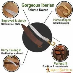 Espada Falcata Decorativa Con Empuñadura De Latón Puro Y Vaina De Cuero -Armadura Ventas 25872 pattern 1 3