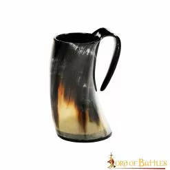 Taza De Cerveza Mighty Wolf Viking Horn Tankard Hecha A Mano Con Auténtico Cuerno De Buey -Armadura Ventas 25884 2