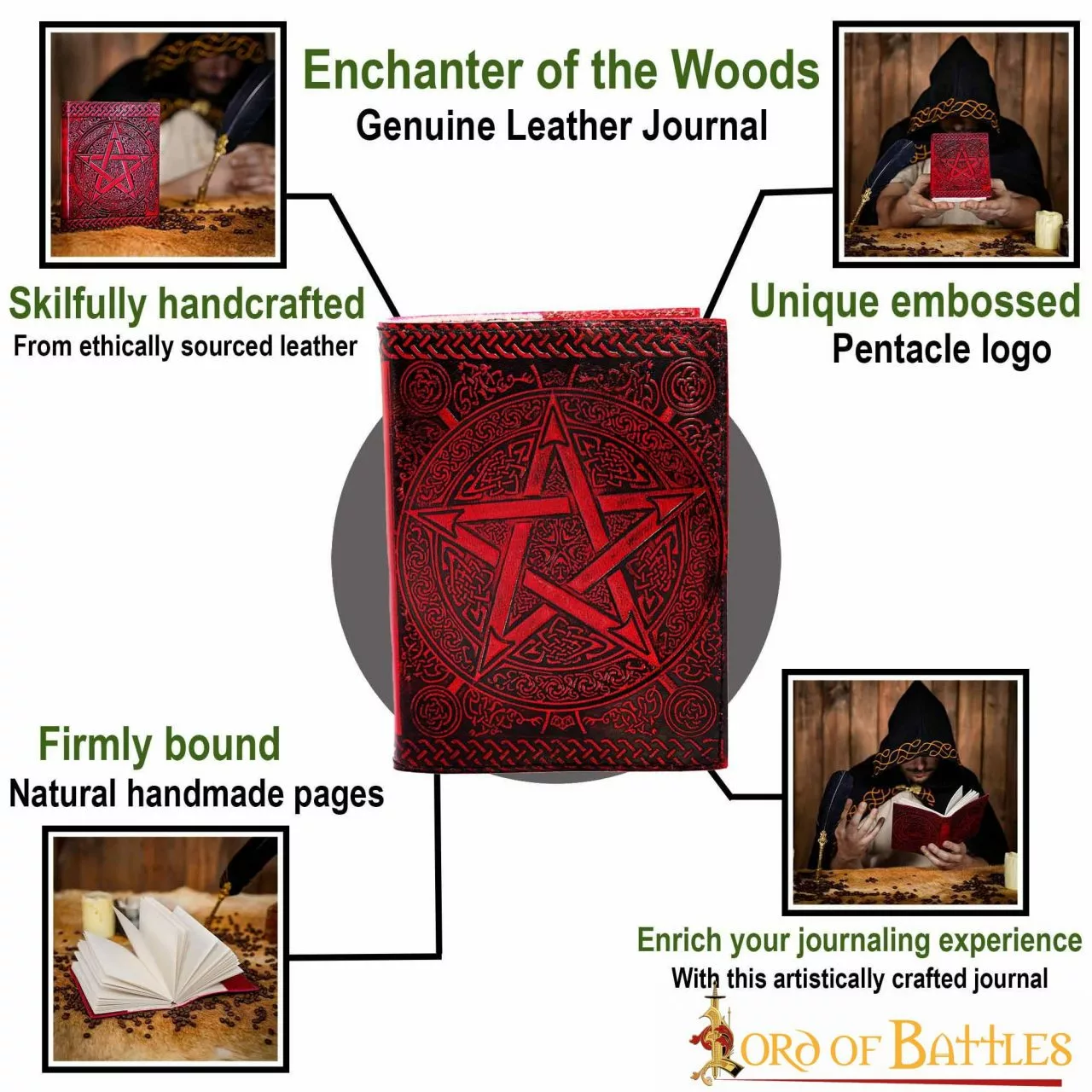 Diario Medieval Pentáculo De Cuero Auténtico Hecho A Mano Diario Notas 6 Diario Medieval Pentáculo De Cuero Auténtico Hecho A Mano Diario Notas - Imagen 4