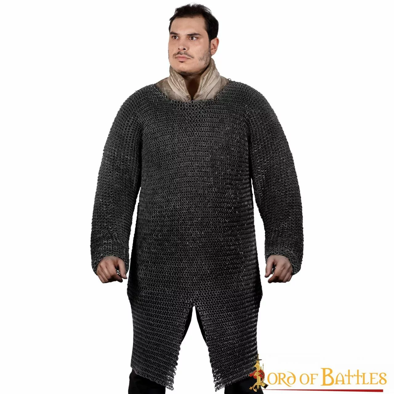 Cota De Malla Hauberk Acero Ennegrecido Anillos Redondos Cúpula Remaches Alternando Anillos Planos Sólidos 3 Cota De Malla Hauberk Acero Ennegrecido Anillos Redondos Cúpula Remaches Alternando Anillos Planos Sólidos