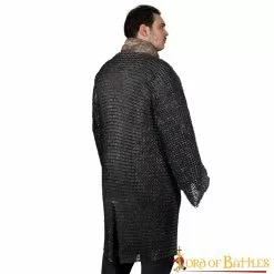 Cota De Malla Hauberk Acero Ennegrecido Anillos Redondos Cúpula Remaches Alternando Anillos Planos Sólidos 10 Cota De Malla Hauberk Acero Ennegrecido Anillos Redondos Cúpula Remaches Alternando Anillos Planos Sólidos -Armadura Ventas 258BK 4