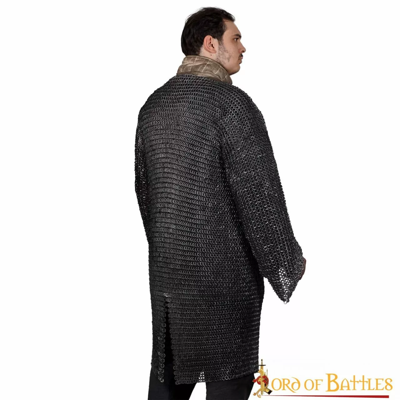 Cota De Malla Hauberk Acero Ennegrecido Anillos Redondos Cúpula Remaches Alternando Anillos Planos Sólidos 5 Cota De Malla Hauberk Acero Ennegrecido Anillos Redondos Cúpula Remaches Alternando Anillos Planos Sólidos - Imagen 3