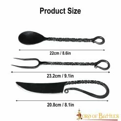 Juego De Cubiertos De Campamento Medieval Con Funda De Cuero -Armadura Ventas 25914CBR 3