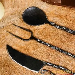 Juego De Cubiertos De Campamento Medieval Con Funda De Cuero -Armadura Ventas 25914CBR 8