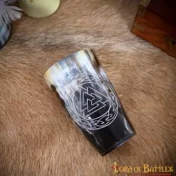 Juego De Dos Vasos Viking Valknut Hechos A Mano Con Auténtico Cuerno De Buey -Armadura Ventas 25915 2