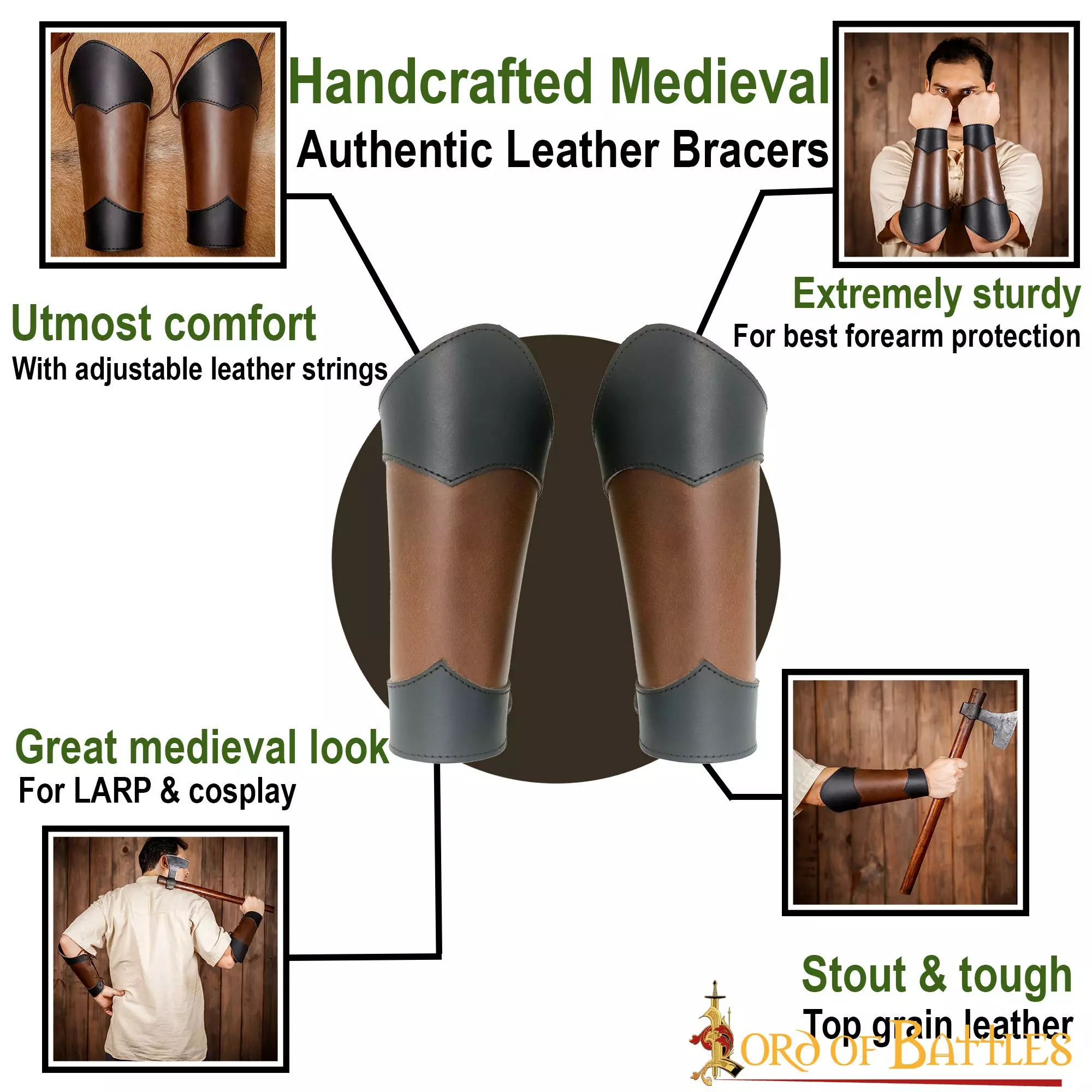 Brazales De Cuero élfico Protección Para El Brazo De Cuero Auténtico Hecho A Mano 6 Brazales De Cuero élfico Protección Para El Brazo De Cuero Auténtico Hecho A Mano - Imagen 4