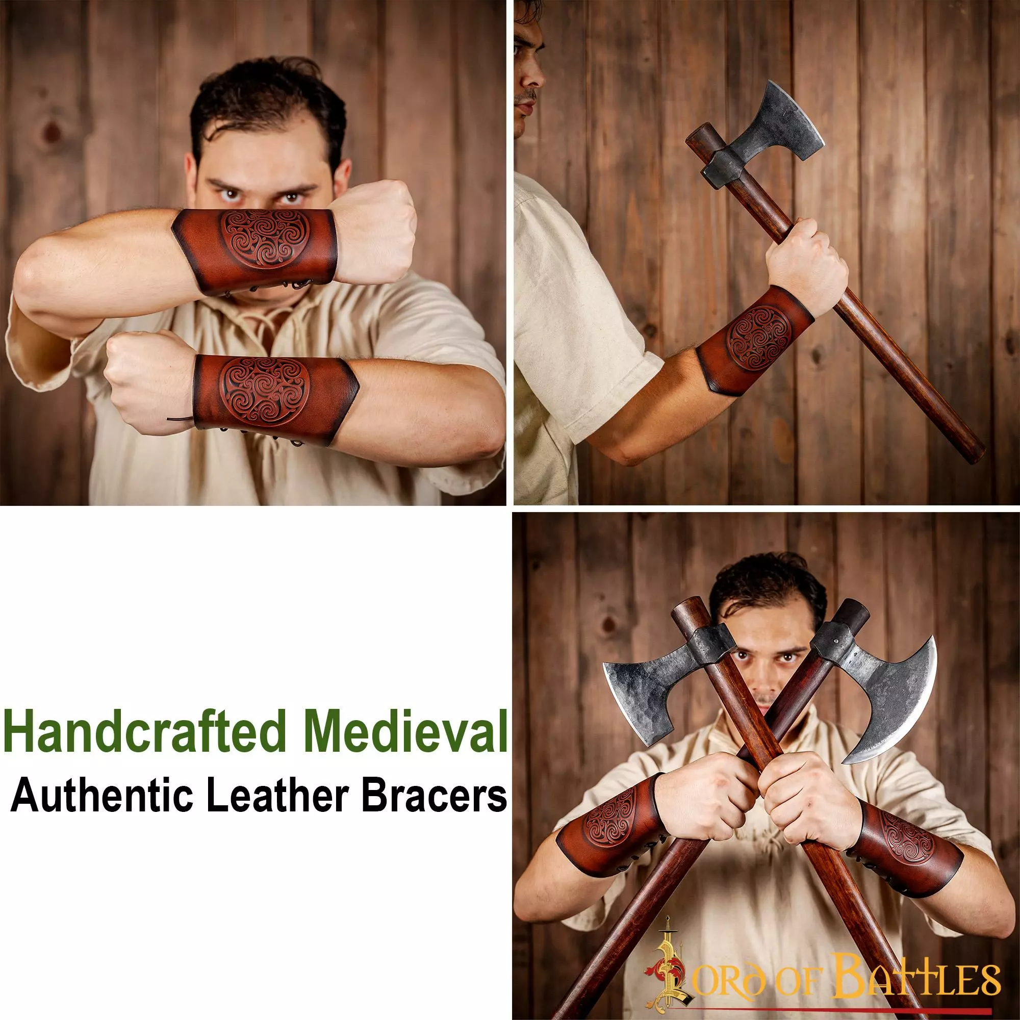 Brazaletes De Cuero Auténtico Con Diseño Celta En Espiral Repujado 7 Brazaletes De Cuero Auténtico Con Diseño Celta En Espiral Repujado - Imagen 5