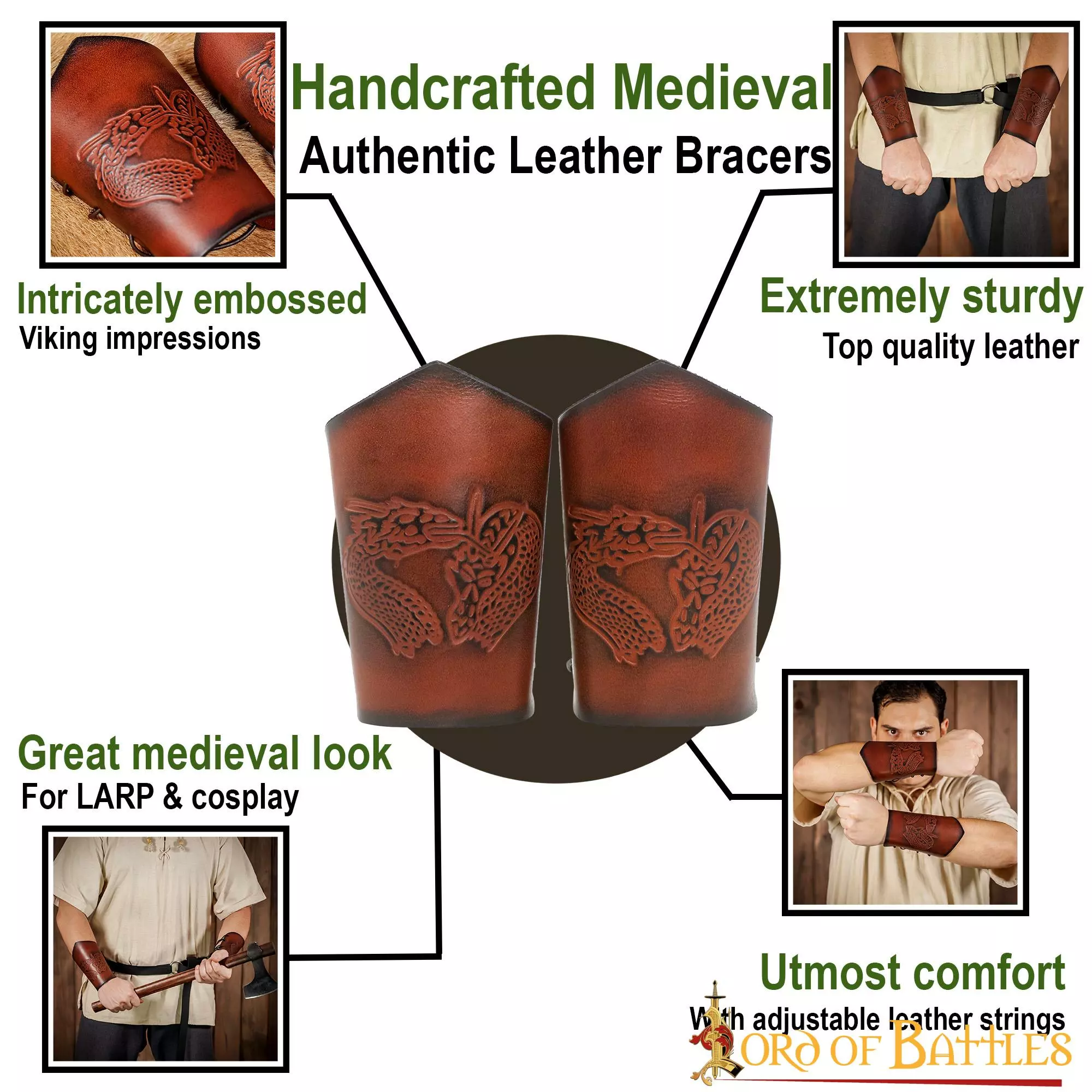 Brazaletes De Cuero Auténtico Con Diseño De Dragón De Fantasía En Relieve 6 Brazaletes De Cuero Auténtico Con Diseño De Dragón De Fantasía En Relieve - Imagen 4