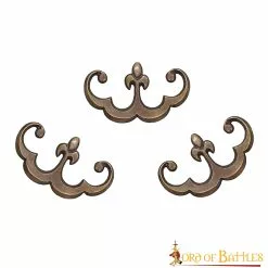 Cuero Y Prendas De Vestir Flor De Lis Decoración De Latón Antiguo Juego De 3