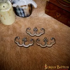 Cuero Y Prendas De Vestir Flor De Lis Decoración De Latón Antiguo Juego De 3 -Armadura Ventas 25940 3pcs 5