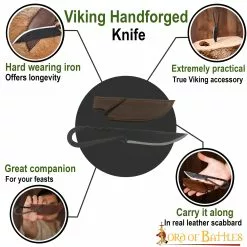 Cuchillo Vikingo De Hierro Forjado A Mano Con Funda De Cuero Auténtico -Armadura Ventas 25944CBR 1