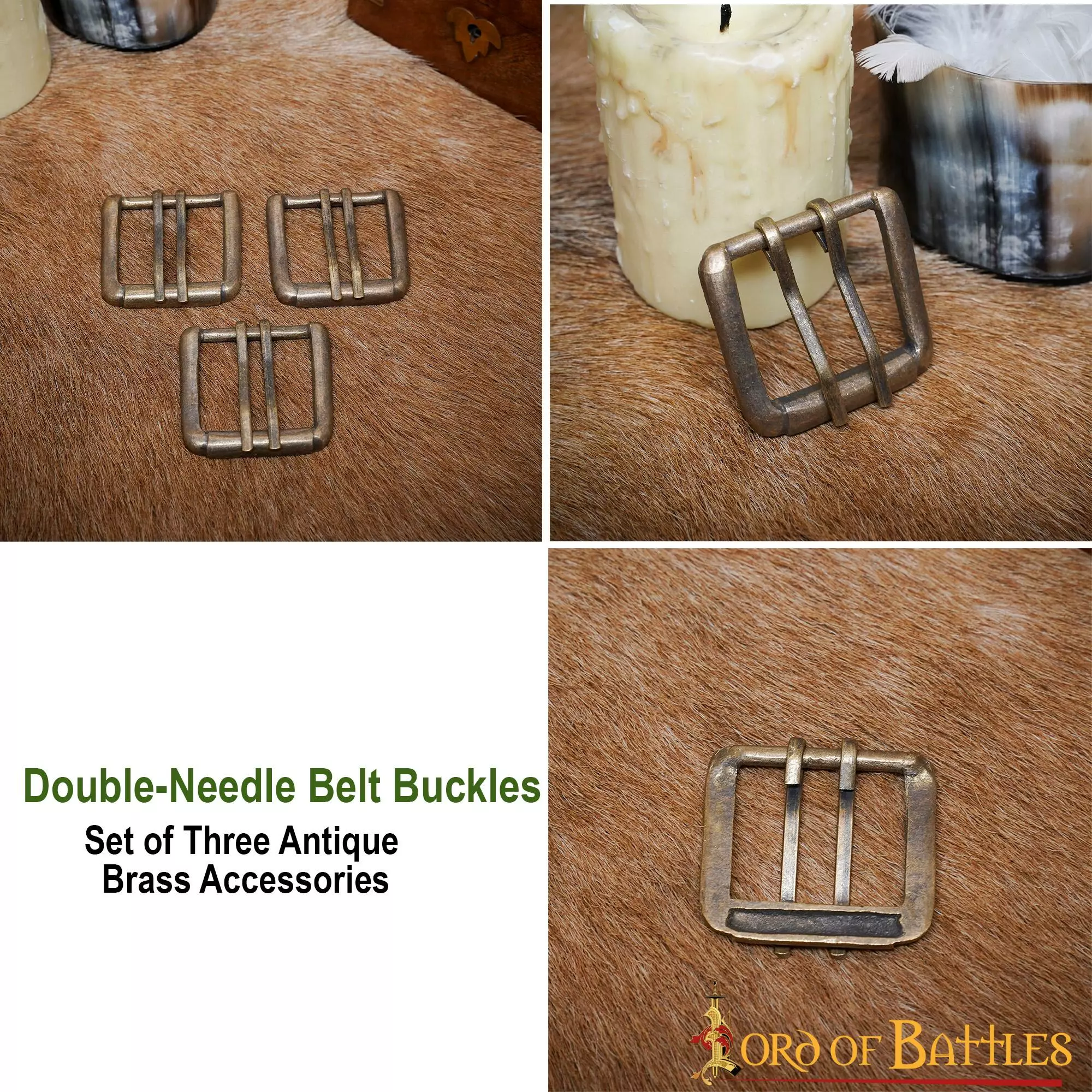 Hebillas De Cinturón De Latón Antiguo Con Doble Aguja Juego De 3 Piezas Accesorio Funcional 6 Hebillas De Cinturón De Latón Antiguo Con Doble Aguja Juego De 3 Piezas Accesorio Funcional - Imagen 4