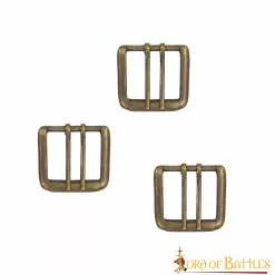 Hebillas De Cinturón De Latón Antiguo Con Doble Aguja Juego De 3 Piezas Accesorio Funcional