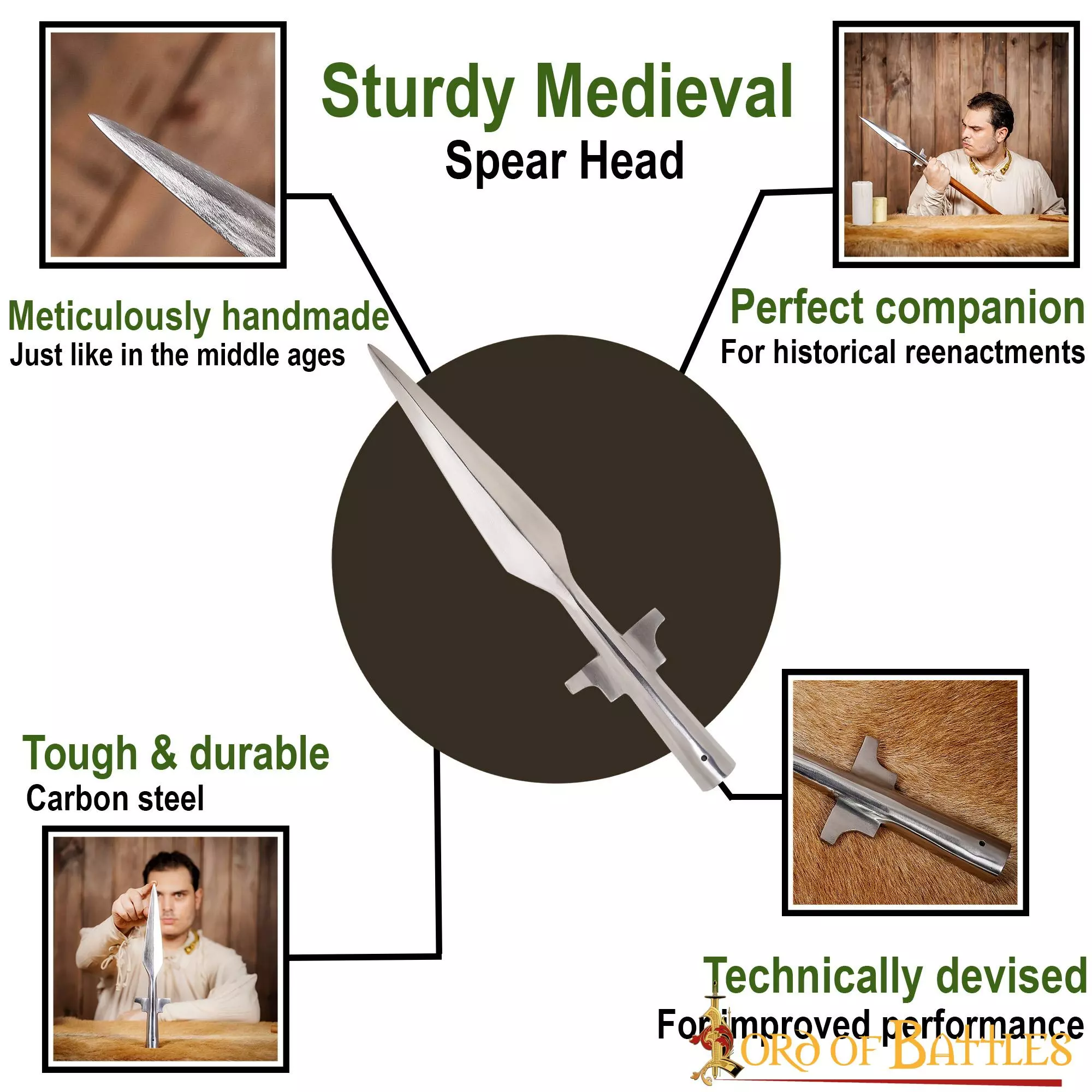 Punta De Lanza Alada Forjada A Mano En Resistente Acero Al Carbono 6 Punta De Lanza Alada Forjada A Mano En Resistente Acero Al Carbono - Imagen 4