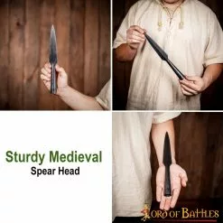 Punta De Lanza Medieval Negra Forjada A Mano En Acero Al Carbono -Armadura Ventas 25958 pattern 2 1