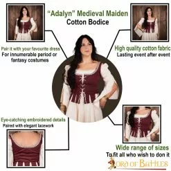 Corpiño De Algodón "Adalyn" Doncella Medieval 11 Corpiño De Algodón "Adalyn" Doncella Medieval -Armadura Ventas 25962 pattern1 1