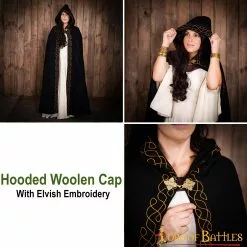 Capa élfica De Lana Con Capucha Y Cierre De Latón Puro -Armadura Ventas 25964 pattern2