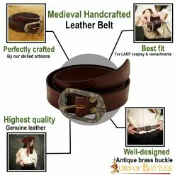 Cinturón Artesanal De Cuero Auténtico Con Diseño En Relieve -Armadura Ventas 26019BR pattern 1