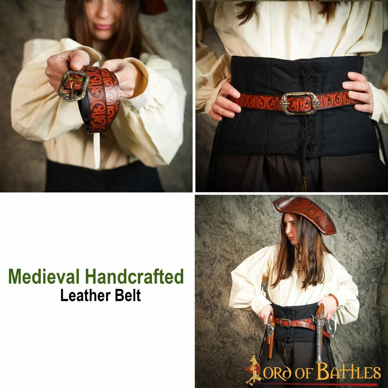 Cinturón Medieval De Cuero Auténtico Hecho A Mano 7 Cinturón Medieval De Cuero Auténtico Hecho A Mano - Imagen 5