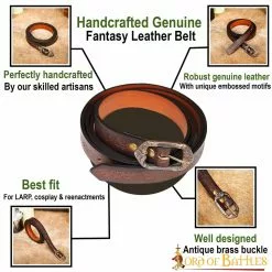 Cinturón Artesanal De Cuero Auténtico Con Diseño De Fantasía En Relieve -Armadura Ventas 26062BR pattern1
