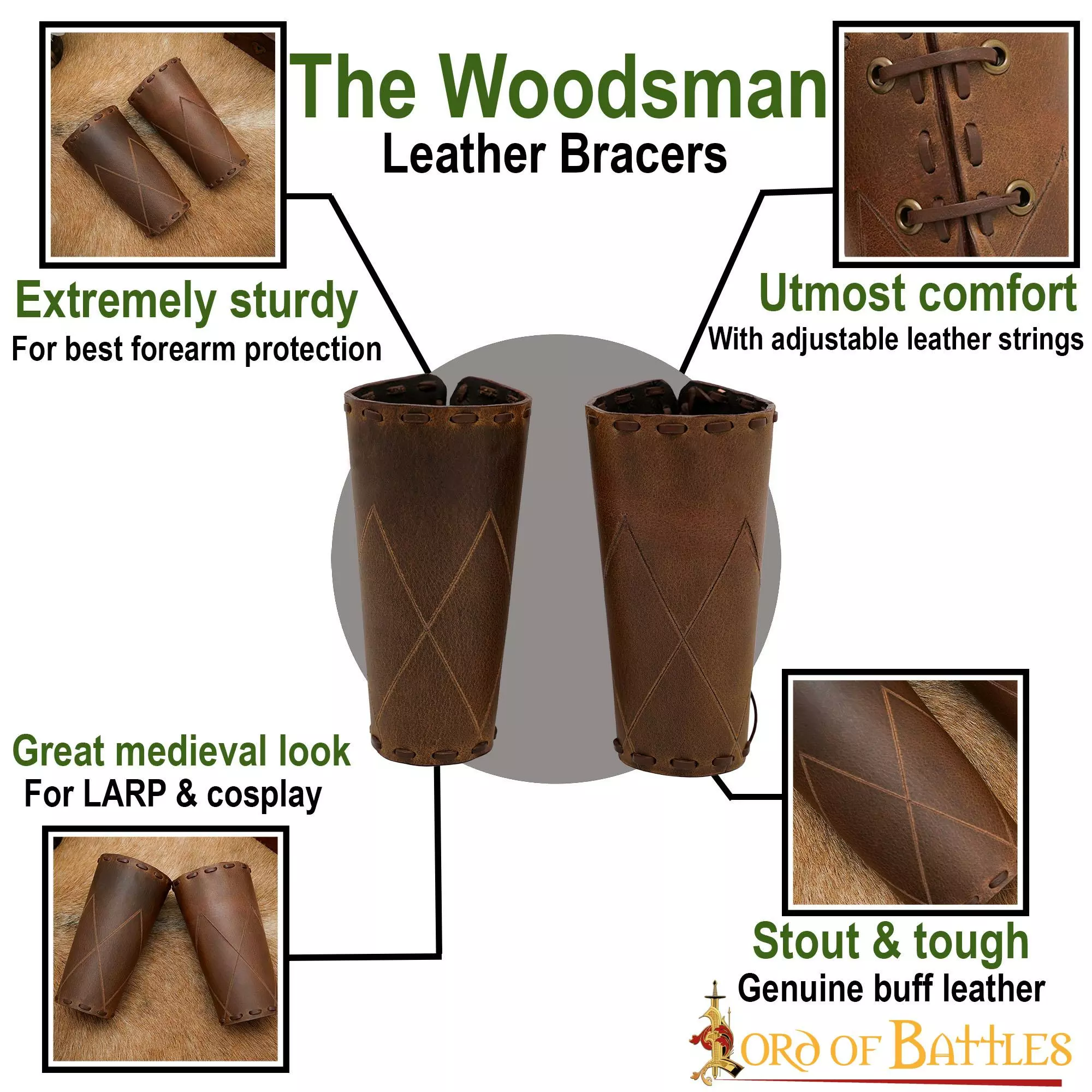 El Leñador Brazaletes De Cuero Para LARP Cosplay Y Reenactments 6 El Leñador Brazaletes De Cuero Para LARP Cosplay Y Reenactments - Imagen 4