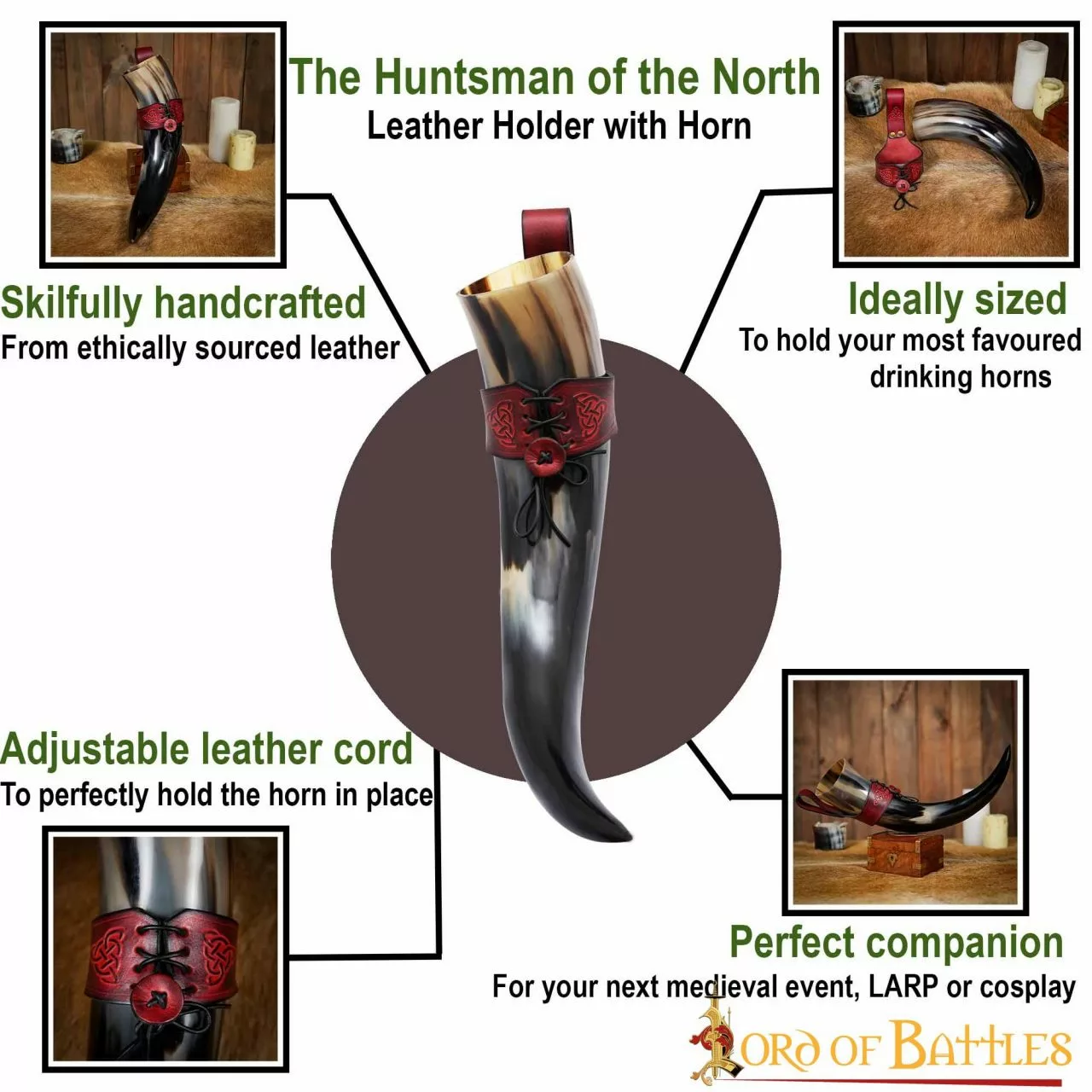 El Cazador Del Norte Funda De Cuero Con Cuerno Auténtico 4 El Cazador Del Norte Funda De Cuero Con Cuerno Auténtico - Imagen 2