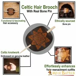Broche De Pelo De Cuero Auténtico Con Alfiler De Hueso Auténtico -Armadura Ventas 26088 pattern 1 1