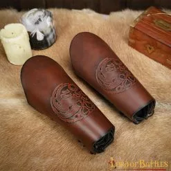 Brazales De Piel Auténtica De Dragón Nórdico -Armadura Ventas 26090BR 5