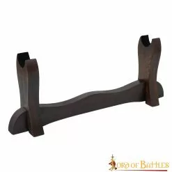 Soporte Para Hachas Y Espadas De Madera Auténtica De Un Solo Nivel Hecho A Mano