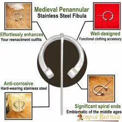 Peroné Medieval De Acero Inoxidable Con Extremos Enrollados -Armadura Ventas 26235SS pattern1