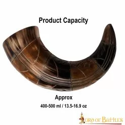 Cuerno Medieval Vikingo Para Beber Con Diseños Grabados Cuerno De Buey Auténtico Hecho A Mano -Armadura Ventas 3 10 4