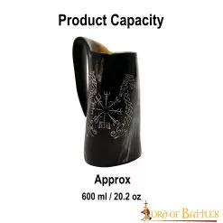 Taza De Cerveza Medieval Vikinga Vegvisir Tankard Hecha A Mano Con Auténtico Cuerno De Buey 10 Taza De Cerveza Medieval Vikinga Vegvisir Tankard Hecha A Mano Con Auténtico Cuerno De Buey -Armadura Ventas 3 111