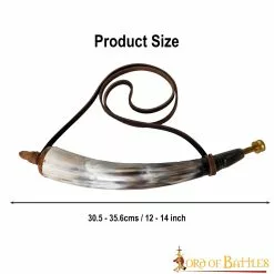 Cuerno De Pólvora Medieval Vikingo Con Válvula De Latón Puro Fabricado A Mano Con Auténtico Cuerno De Buey -Armadura Ventas 3 121
