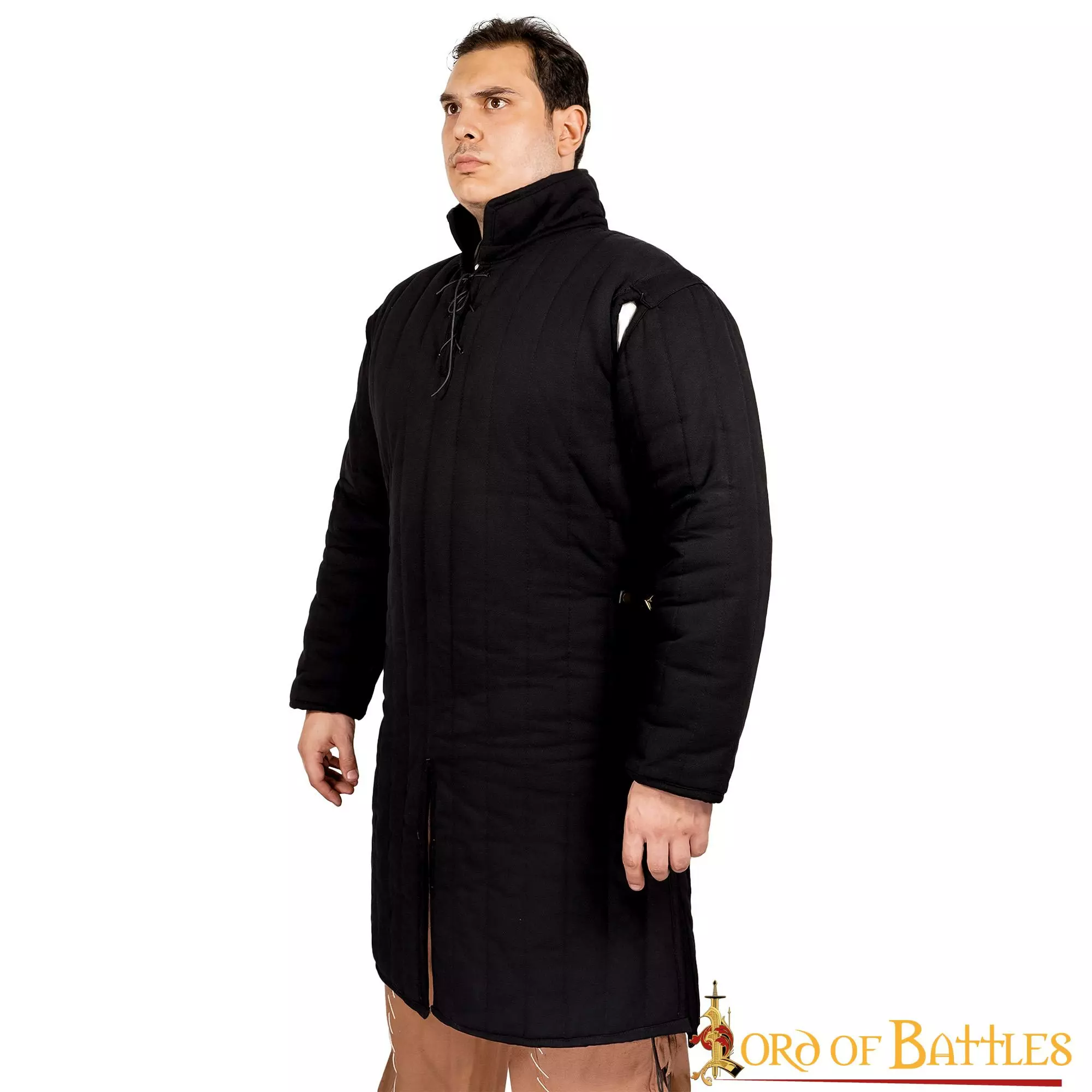 Gambesón Medieval De Lona Acolchada De Algodón (Tipo 3) Con Hebillas Laterales Negro Y Crudo 4 Gambesón Medieval De Lona Acolchada De Algodón (Tipo 3) Con Hebillas Laterales Negro Y Crudo - Imagen 2