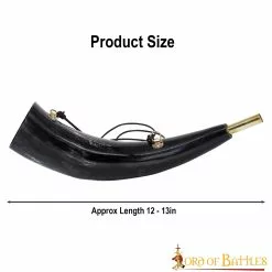 Bigul Medieval Vikingo Totalmente Funcional Hecho A Mano Con Auténtico Cuerno De Buey -Armadura Ventas 3 175